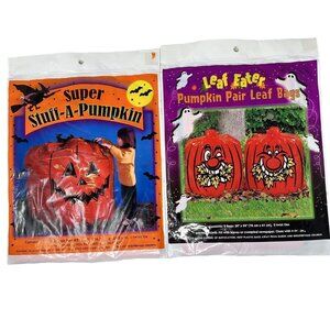Halloween Trash Bag Stuff A Pumpkin Yard Decoration 45 x 48 and 30 x 24